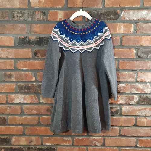 Abito maglione Hannah Andersson manica lunga misto lana Fair Isle bambina 6-7 - Foto 5 di 7