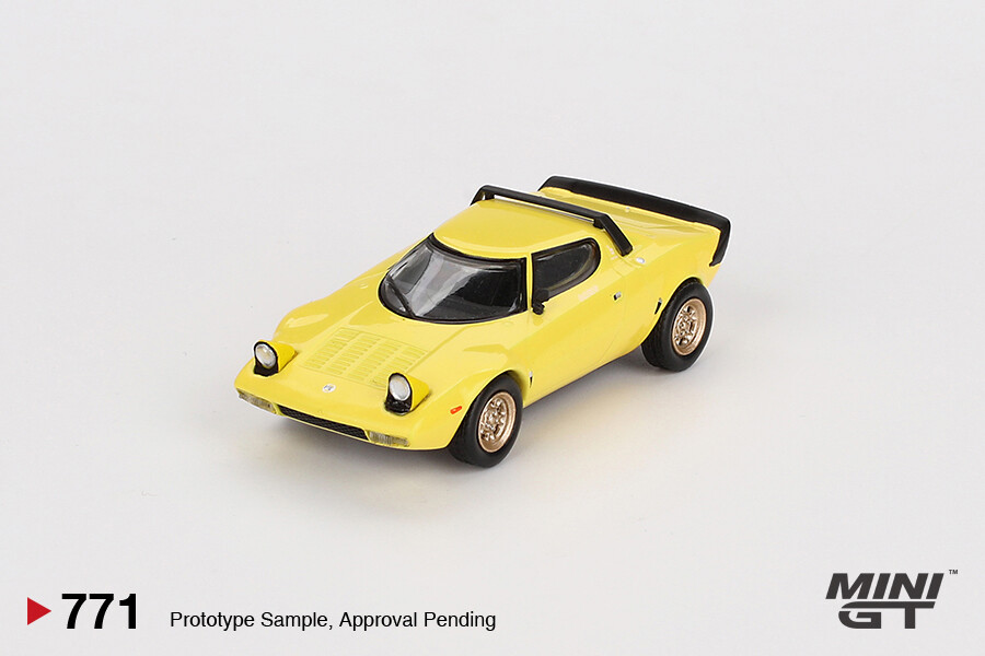 Mini GT 1/64 Lancia Stratos HF Stradale Yellow Left-Hand Drive