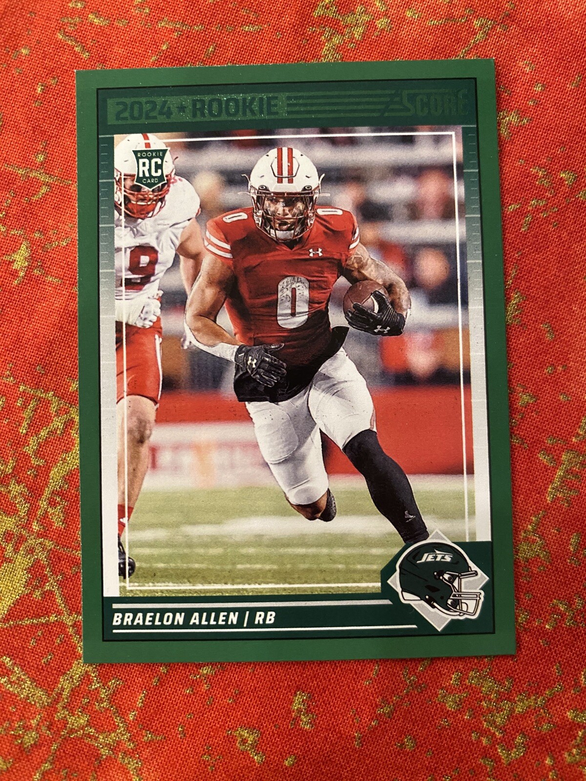 2024 Panini Score Braelon Allen Green Color Match #390 Rookie RC New York Jets