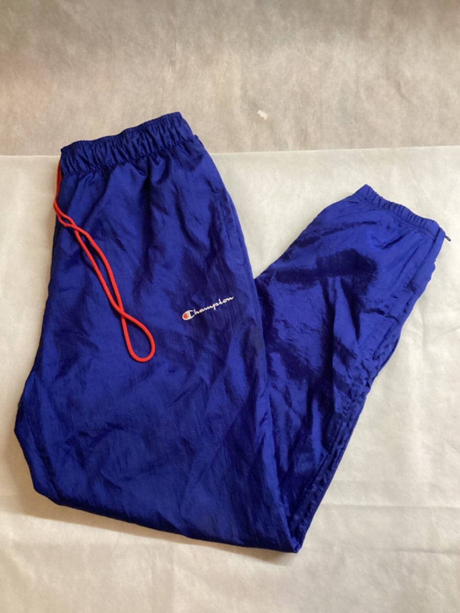 Vintage Champion Spell Out Logo Windbreaker Swooshi Lined Pants Size Large