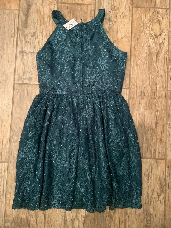 Children's Place Lace Girls Navy Blue Formal Holiday Dress NWT Size 12 - Image 4 of 4