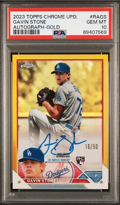 2023 Topps Chrome Update #RAGS Gavin Stone RC Auto Gold #/50 PSA 