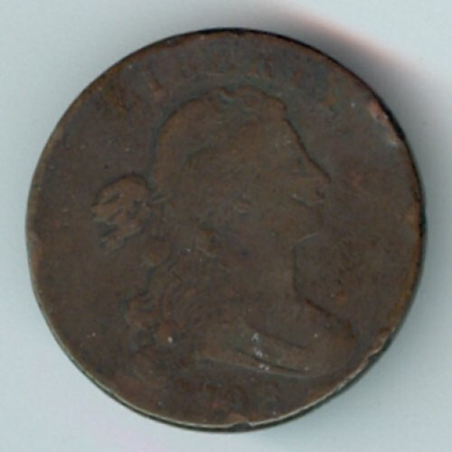 1798 U.S. DRAPE BUST LARGE CENT - COPPER - STYLE 2 HAIR VARIETY - KM#22 - FINE