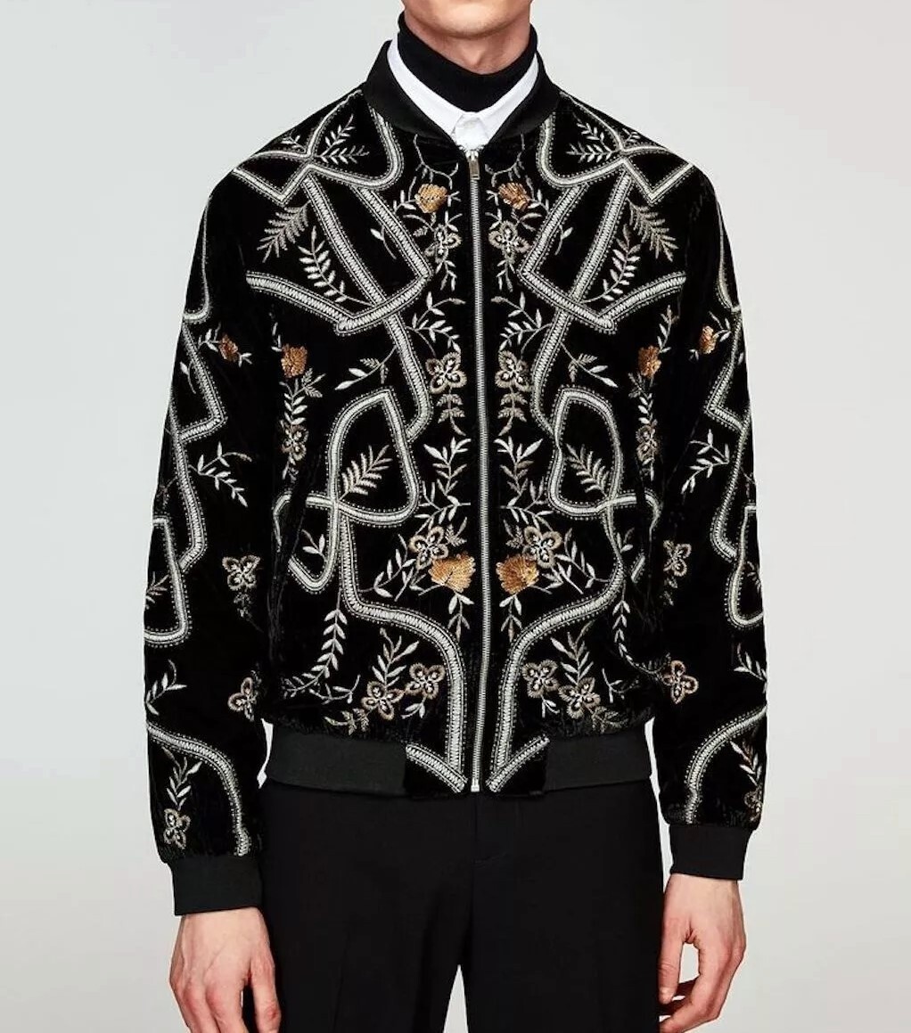 Zara Man Limited Edition Black Embroidered Sequin Velvet Zara Man Limited Edition Black Embroidered Sequin Velvet