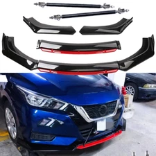Front Bumper Lip/ Red Layer Splitter Spoiler Strut Rods For Nissan Versa