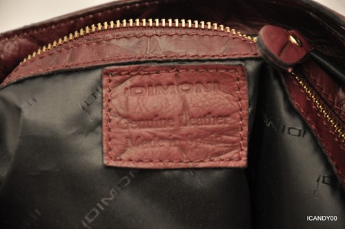 Nwt Dimoni Spain COCO Croco Leather Tote Shoulder Bag Handbag Hobo ~Bordeaux - Picture 9 of 9