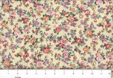100 Cotton Fabric BTY BY THE YARD Cream Pastels Rose Pink Green Floral