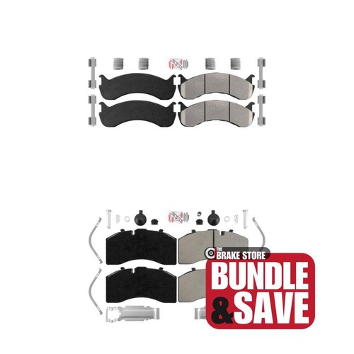 Front Rear Semi-Metallic Disc Brake Pads Kit For 2014-2017 Kenworth T370