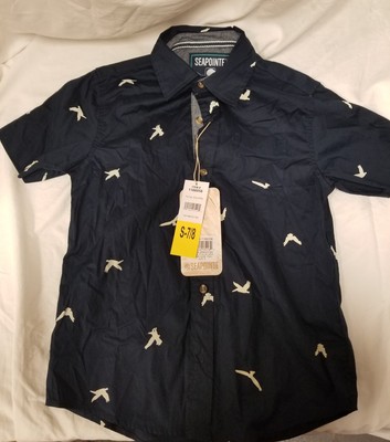 Seapointe Boys Navy Fishing Shirt With Birds Size S 7 8 191144131160 Ebay