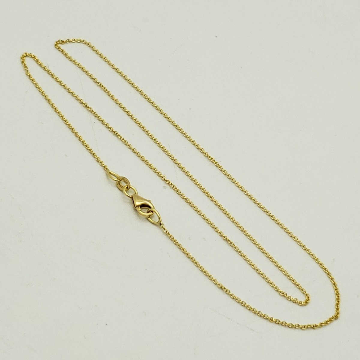 Italy 18k 750 Yellow Gold 1mm Rolo Round Link Thin 16' Inch Chain