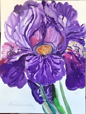 PURPLE IRIS 5.Original Watercolor Painting