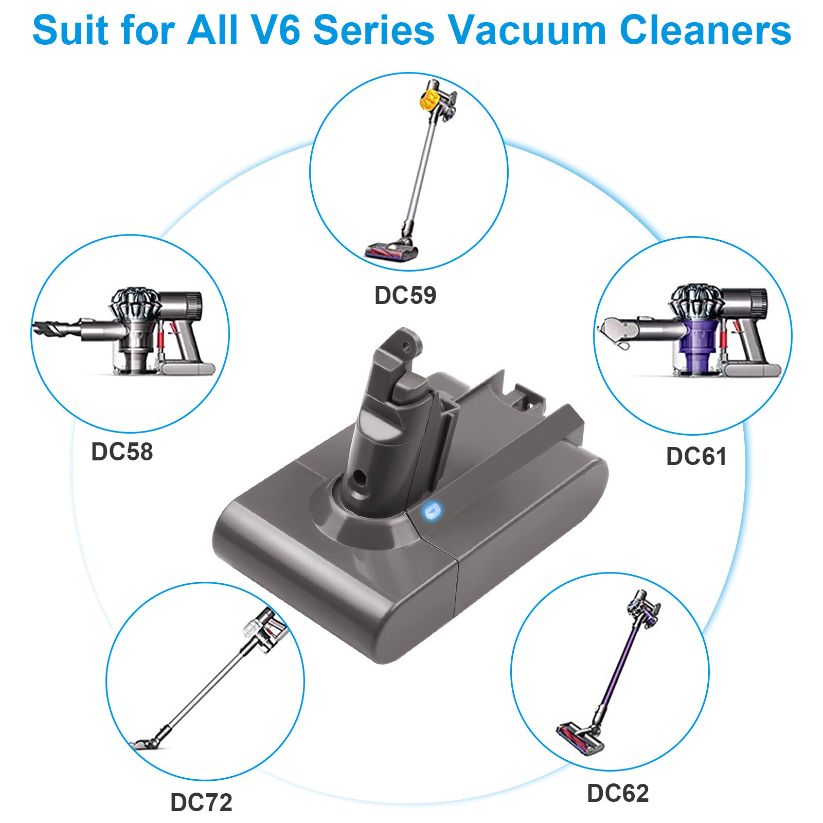 9500MAH FOR DYSON V6 Animal Battery SV03 SV04 SV06 SV07 SV09 DC58 DC59 DC62 DC72 eBay