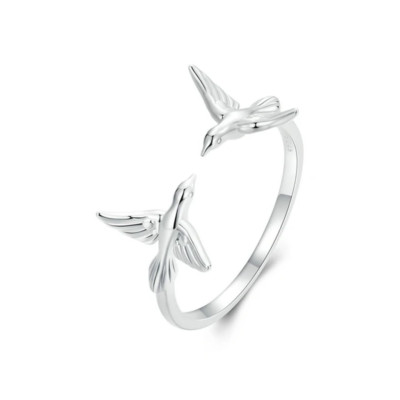 Sterling Silver Women Cute Bird Stackable Rings Jewelry