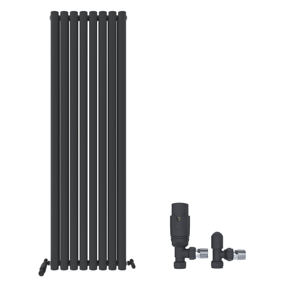Radiator Double Panel Vertical Oval Panel Anthracite Grey Radiator 1600x480mm