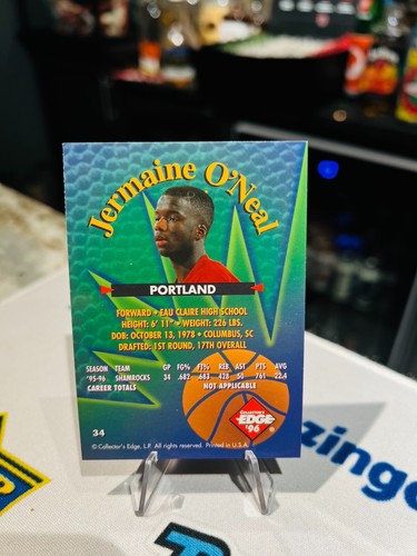 1996-97 Collector's Edge Rookie Rage #34 Jermaine O'Neal RC Portland - Picture 2 of 2