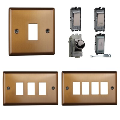 Varilight Urban gebürstete Bronze Powergrid Platten & Iridium Schaltermodule