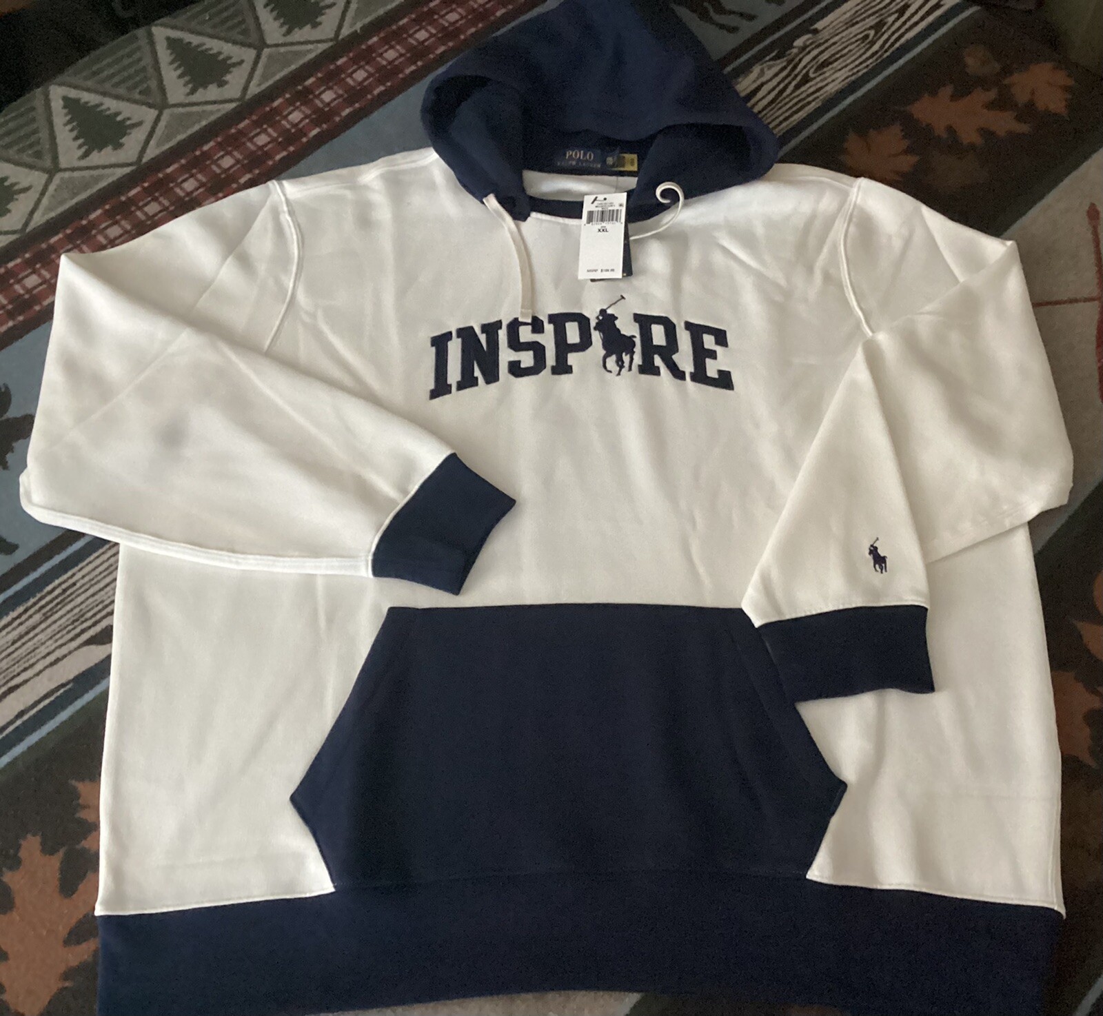 Felpa con cappuccio polo Ralph Lauren Inspire polo logo pony colore blocco cotone pile XXL