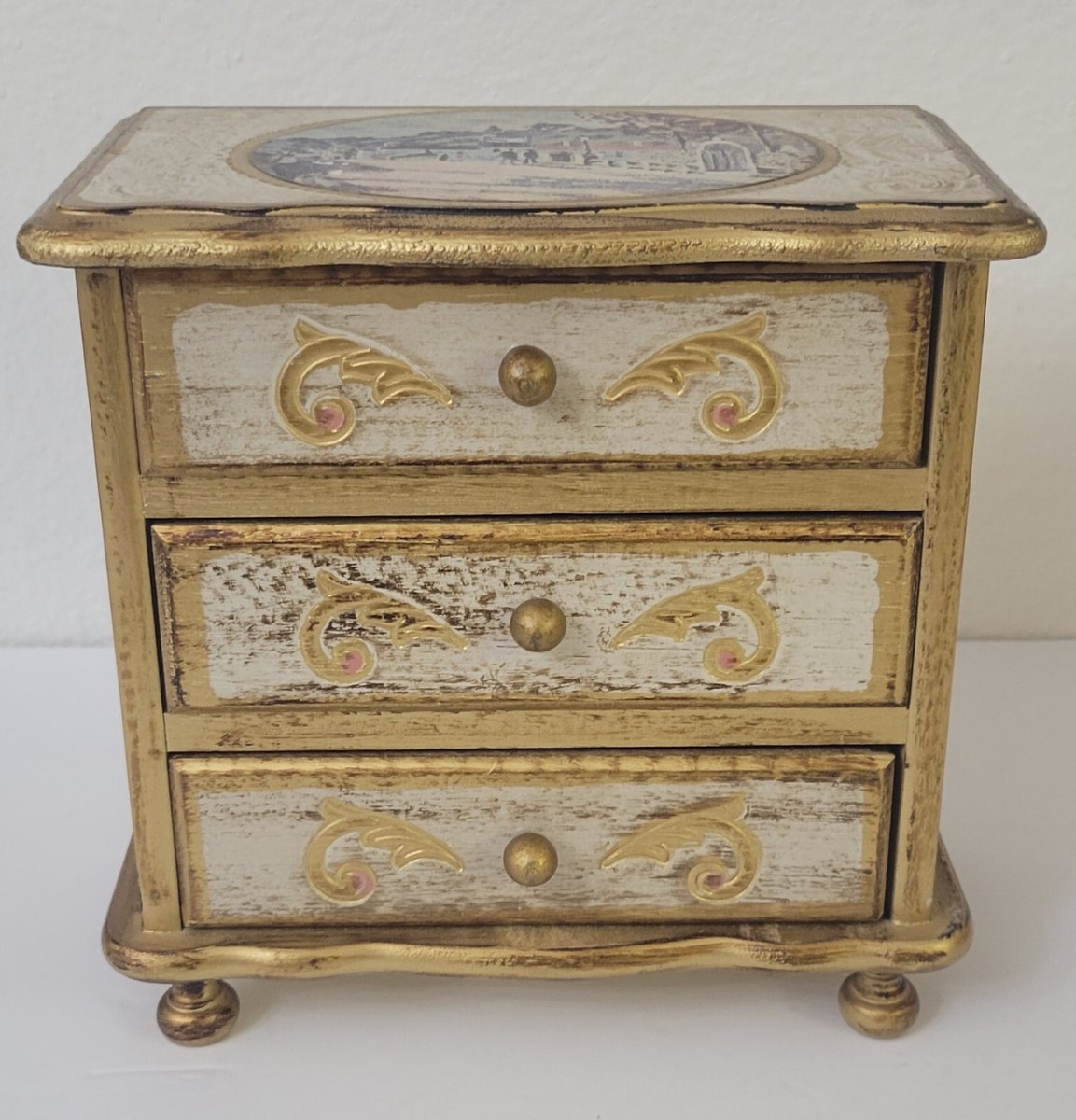 アンティーク ティンのロココ調ジュエリーボックス21.5×13.5×11cm gk