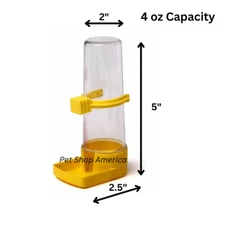 3 Pk Bird Cage Water Food Dispensers  4 oz Clear Tube Feeder Parakeet Canary