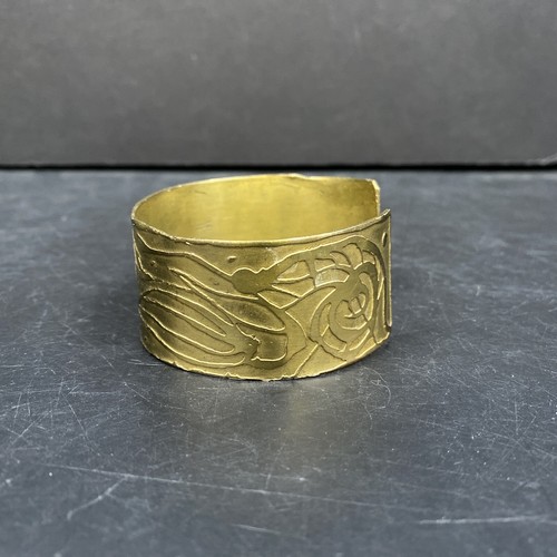 Vintage Faux Bronze Abstract Design Open Cuff Bracelet Retro Egyptian Boho - Imagen 2 de 7