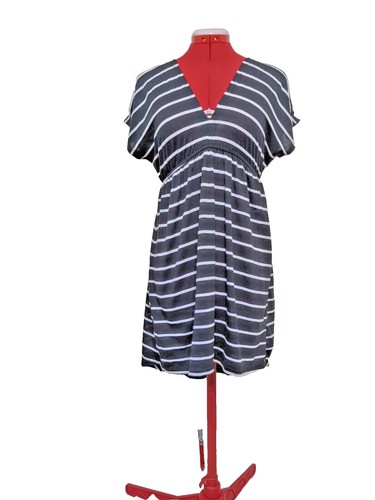 altered state blue striped dress Blue Metallic Bubble Sleeve Flared Mini Dress Medium