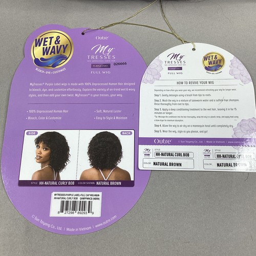 Peluca de cabello humano HH-Natural Curly Bob #Marrón natural húmedo y ondulado 100 % sin procesar - Imagen 9 de 9