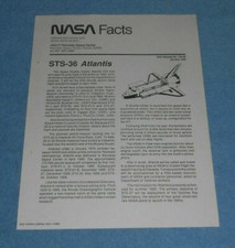 1990 NASA Facts STS-36 Space Shuttle Atlantis...