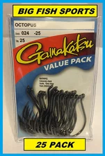 GAMAKATSU #024 OCTOPUS NSB VALUE PACK 25 HOOKS! 02413-25 NEW! SIZE 3/0