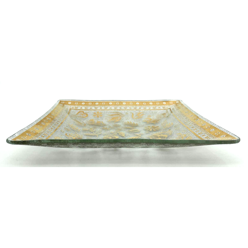 Georges Briard Gold Floral Gilt Glass Square Dish Tray / Jewelry Plate - Picture 2 of 10