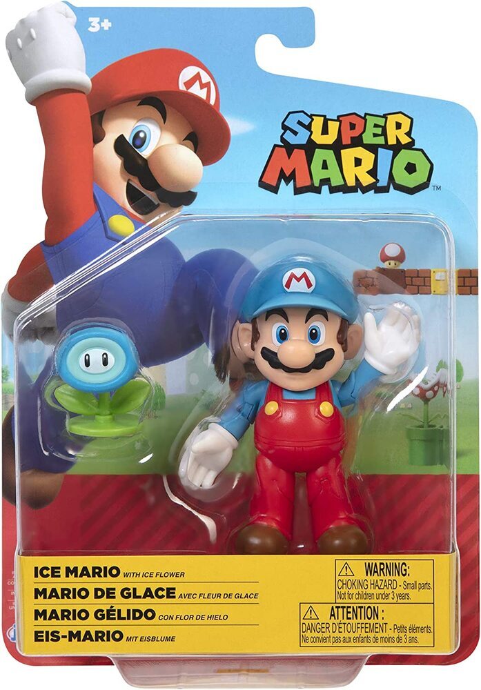 World of Nintendo Super Mario Ice Mario with Flower 4 inch Scale