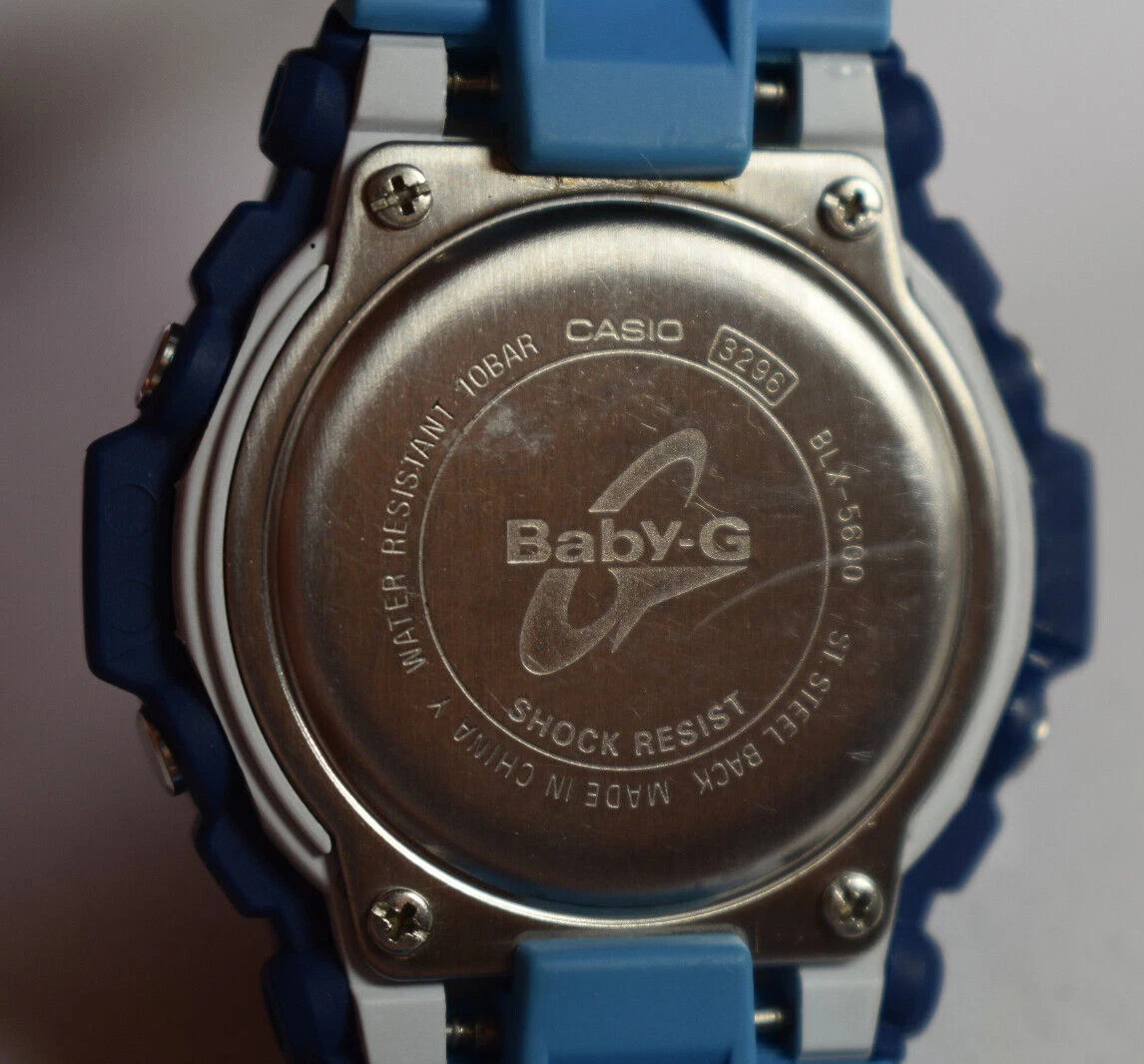 RARE Casio BLX5600 2 3296 G lide Graph Baby G Blue Women s Watch NEW BATTERY
