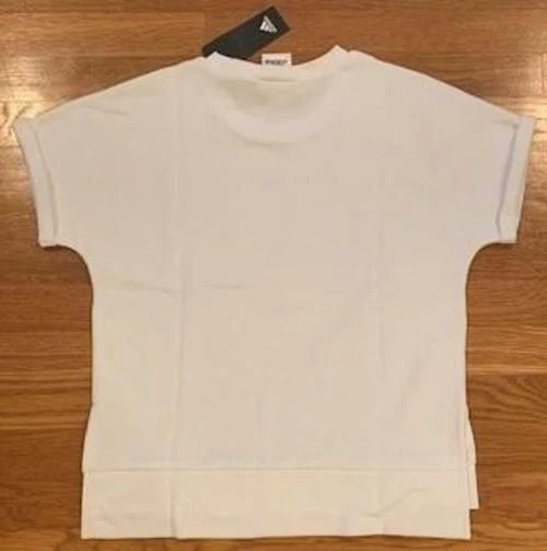Camiseta corta Adidas para niñas blanca con logotipo de felpa francesa elige la talla TINI {&} Foto 3 de 4