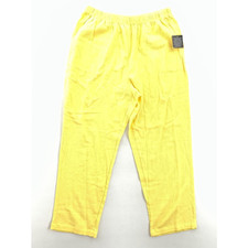 Blair Womens Straight Leg Pants Yellow Elastic Waist Pocket Cotton Petites L New