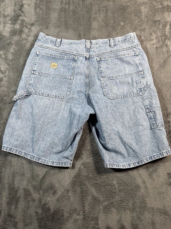 Pantalones Cortos Denim Lee De Colección Pantalones Cortos Carpintero Para Hombres 40 Sueltos Azul Desteñido Largo Patín Y2K Foto 3 de 4