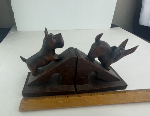 Scottie Dog Wooden Bookends - Vintage - Each are 5.5x4.5x3" - Picture 9 of 9