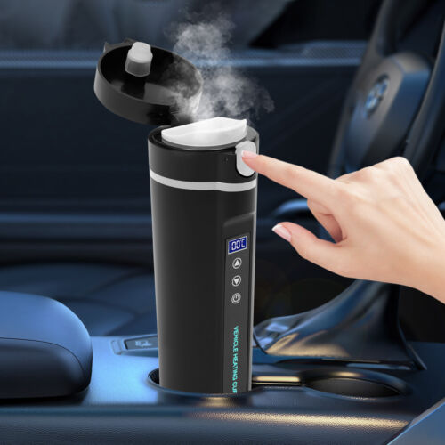 Portable 12V Car Electric Kettle Boiler Stainless Steel Heating Travel Cup Black - Picture 1 of 24