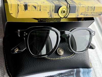 New Gift Set Moscot Momza Black Crystal Frame Grey Polarized Lens