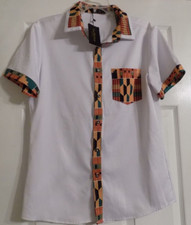 NEW Men's LucMatton African Print Short Sleeve Button up Shirt Size S