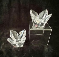 Vintage Pair Orrefors Crystal Lotus Bowl Lars...
