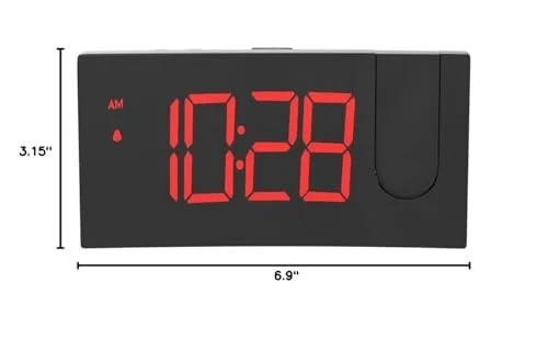 Projection Alarm Clock, 180° Rotatable Projector, LED Display, Snooze, Dimmer - Image 3 of 4