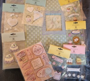 Monogram 10 Page Scrapbook & 8 Packages Birthday Wedding Friend Embossed Sticker