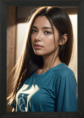 Asiatisches Mädchen mit langen Haaren gerahmtes Wandbild Poster Leinwanddruck Bild