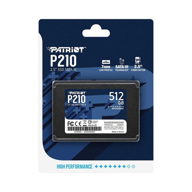 Patriot P210 512GB SSD Interno 2.5" SATA 520/430 MB/s PC Hard Disk Stato Solido