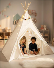 Teepee Tent for Kids with LED Star Lights - Toddler Tent Reading Corner for Ki