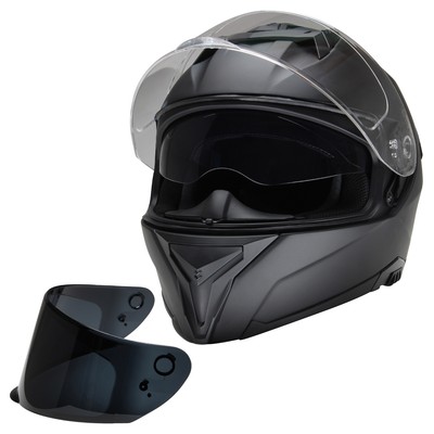 CMX Motorradhelm Integralhelm Blacky schwarz matt mit Visier getönt +klar S-XXL