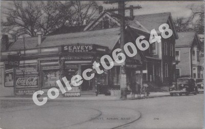 Auburn ME-SeaveysStore-Coca Cola-Ice Cream-Trolley Tracks-Androscoggin Co-Maine