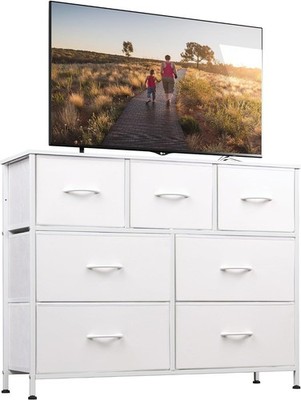 7 Drawer Fabric Storage Dresser Organizer Tower Unit for Bedroom Closet Entryway