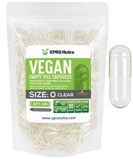 Size 0 Empty Capsules 100 Clear Count Vegan Vegetarian DIY Vegetable Capsule