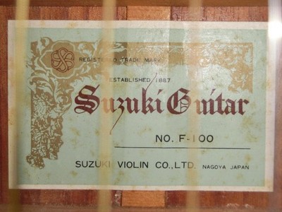 Acoustic Guitar Suzuki Violin Co., LTD F-100 1970s Vintage Natural