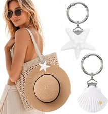 Hat Clip Travel on Bag 2Pcs Resin Seashell Starfish Hands Free Hats Holder Tote